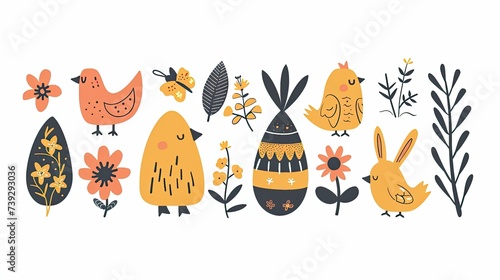 Draw clip art Illustration, easter symbols and icons.