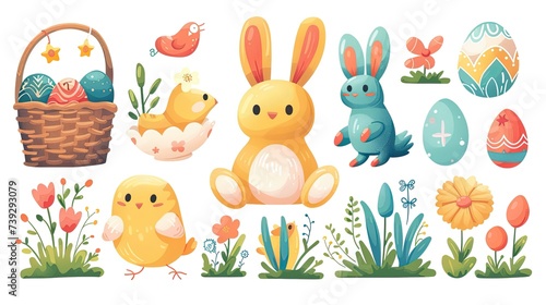 Draw clip art Illustration, easter symbols and icons.