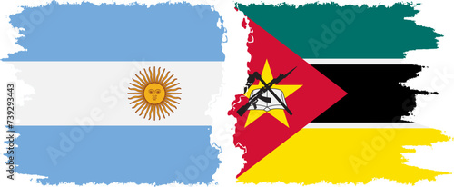 Mozambique and Argentina grunge flags connection vector