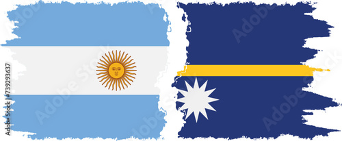 Nauru and Argentina grunge flags connection vector