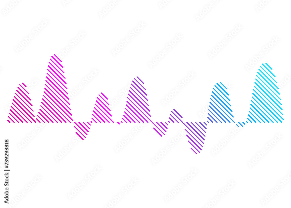 Color sound wave. Audio digital equalizer technology, musical pulse Illustration. Voice line waveform or volume level symbol. Curve radio wave Color sound wave. Audio digital equalizer technology, musical pulse Illustration. Voice line waveform or volume level symbol. Curve radio wave