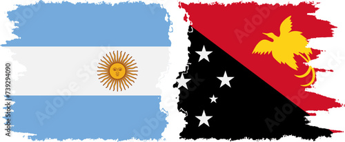 Papua New Guinea and Argentina grunge flags connection vector