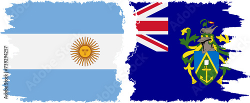 Pitcairn Islands and Argentina grunge flags connection vector