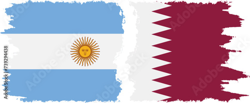 Qatar and Argentina grunge flags connection vector