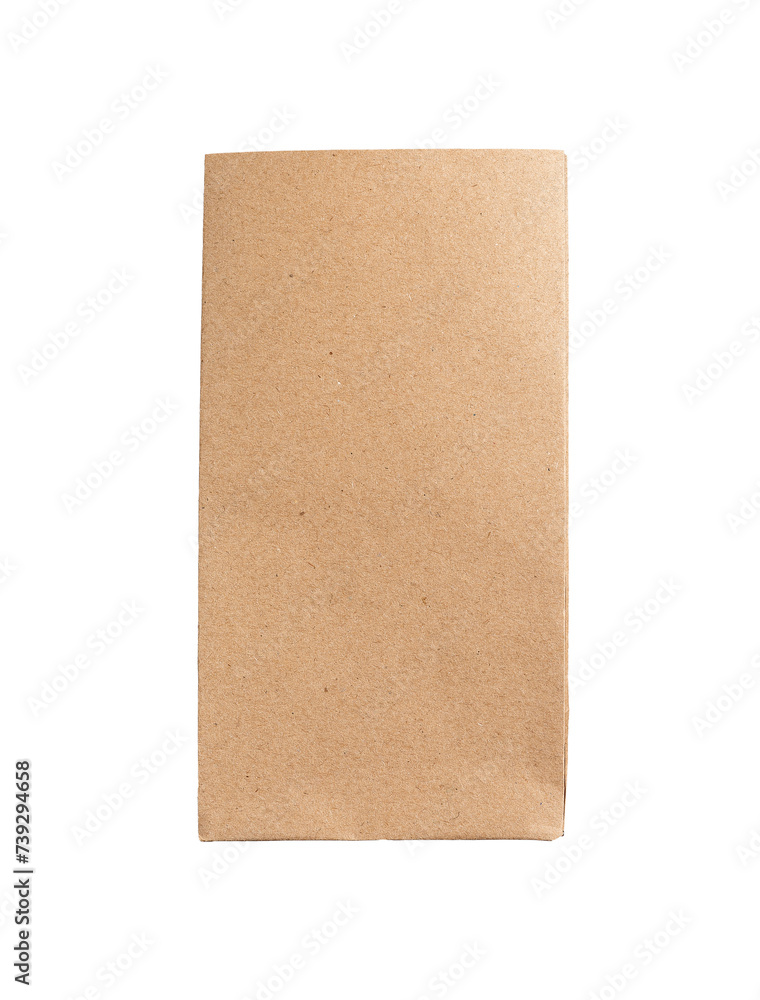 Paper bag, small kraft package, sack. Craft brown pouch, pack mockup isolated on white background Paper bag, small kraft package, sack. Craft brown pouch, pack mockup isolated on white background