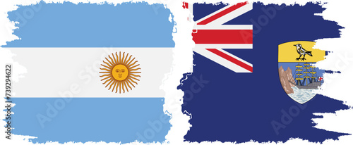 Saint Helena and Argentina grunge flags connection vector