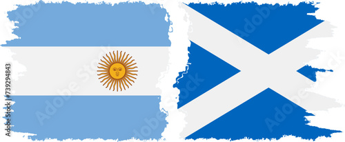 Scotland and Argentina grunge flags connection vector
