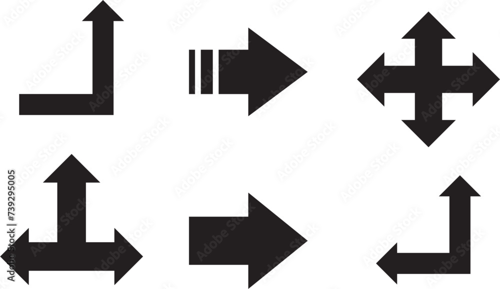 Sheet of vector design icons for different directions Sheet of vector design icons for different directions
