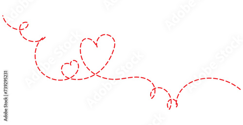 Heart border. Line art heart banner. Valentine's Day or Mother's Day pink divider eps10 photo
