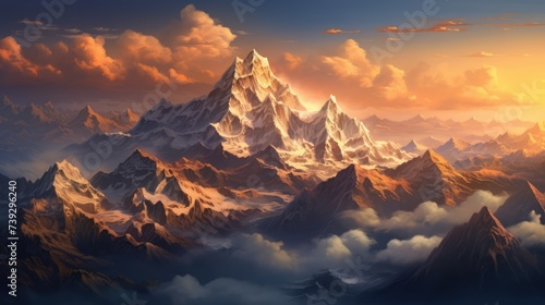 Beautiful Golden Hour Of An Himalayan Mountains Landscape Wallpaper 