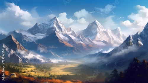 Beautiful Golden Hour Of An Himalayan Mountains Landscape Wallpaper 