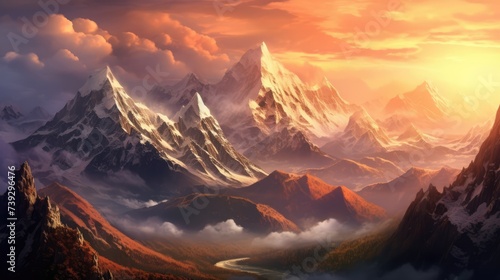 Beautiful Golden Hour Of An Himalayan Mountains Landscape Wallpaper 