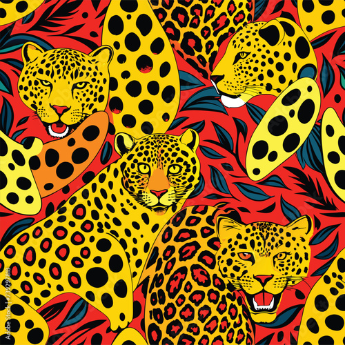 leopard pattern design, vector illustration for fabric print paper connected seamlessly.