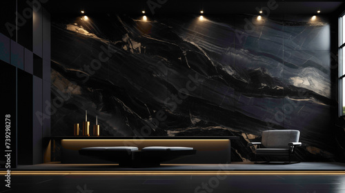 A pristine onyx black wall, contributing to a sleek and stylish environment with HD detail.