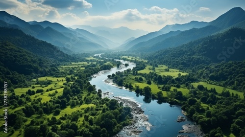 Aerial view of a dense rainforest, vibrant green canopy, a hidden world of biodiversity and natural beauty, Photography, drone shot for an expansive view of the photo