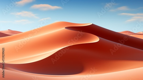 A minimalist desert landscape  a single dune dominating the scene  the clean lines and curves formin