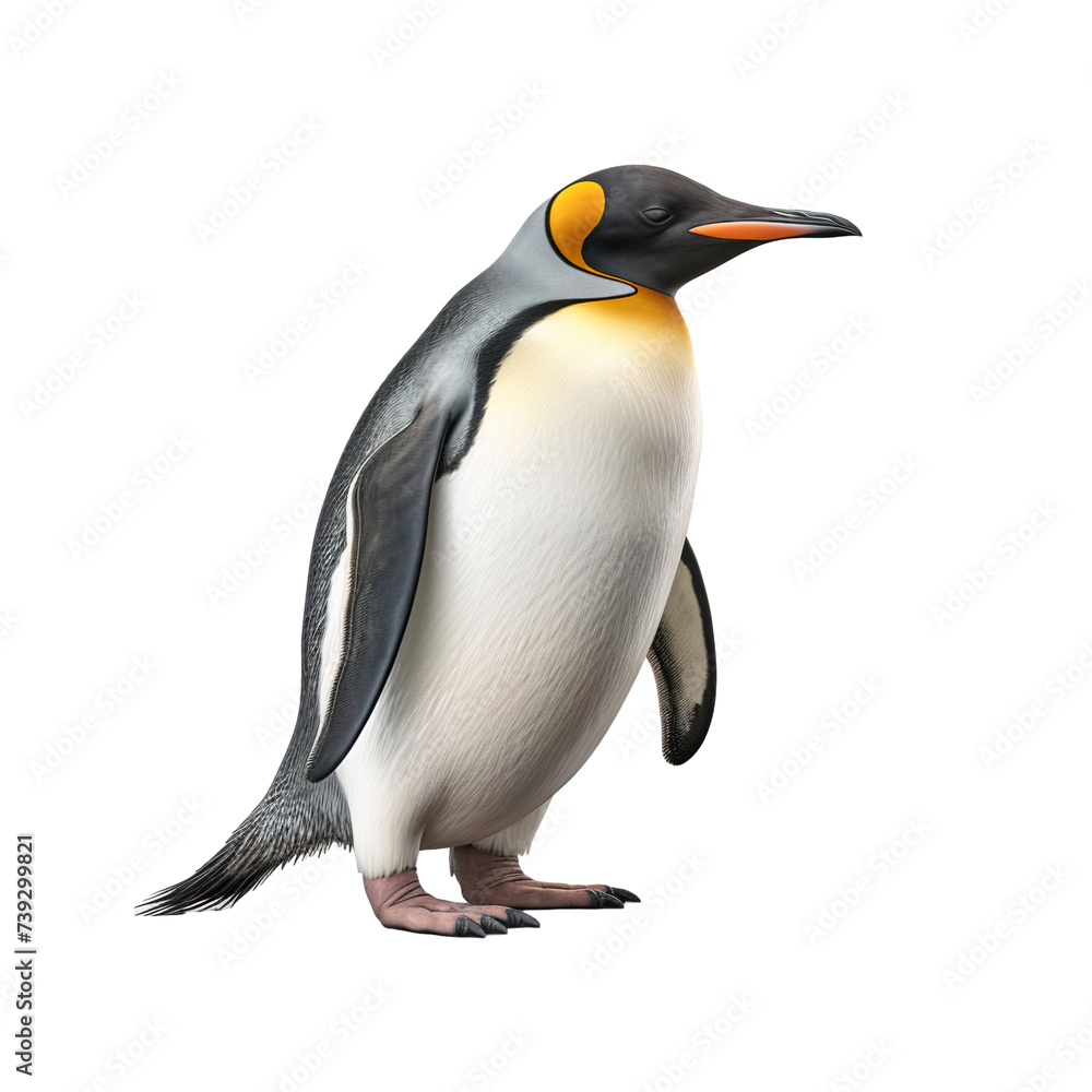 Fototapeta premium Full body portrait of a penguin standing, transparent, isolated on white background