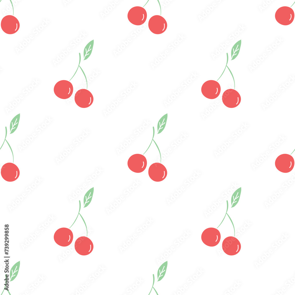 Seamless cherry pattern. Doodle vector with red cherry icons. Vintage cherry pattern Seamless cherry pattern. Doodle vector with red cherry icons. Vintage cherry pattern