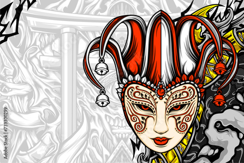 scary clown illutration