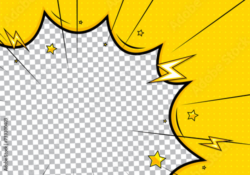 yellow comic background with stars and transparent frame retro cartoon style