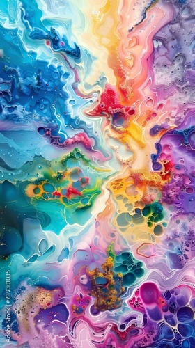 A mesmerizing symphony of colors blending and merging photo