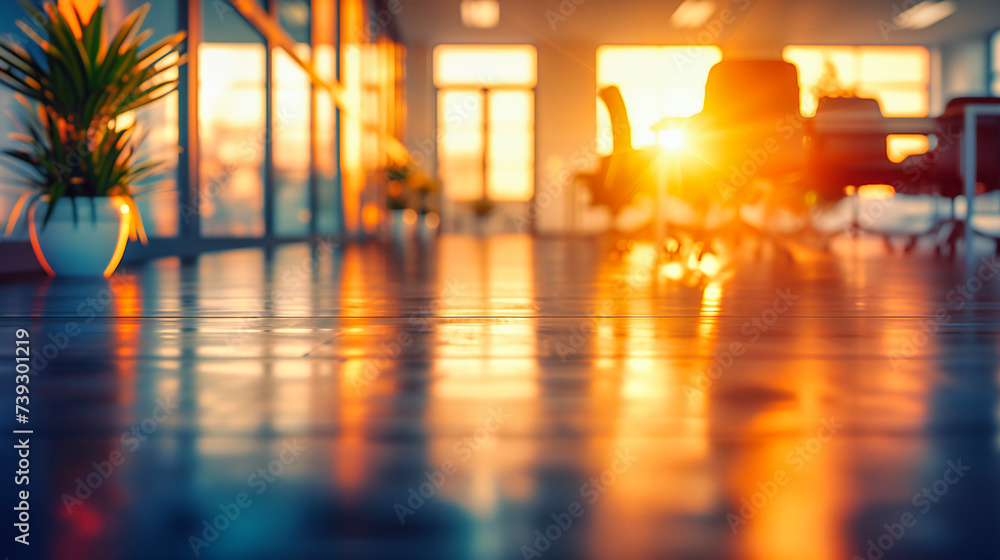 A modern, blurred interior, a space of light and business, an abstract representation of an office or meeting room in motion A modern, blurred interior, a space of light and business, an abstract representation of an office or meeting room in motion