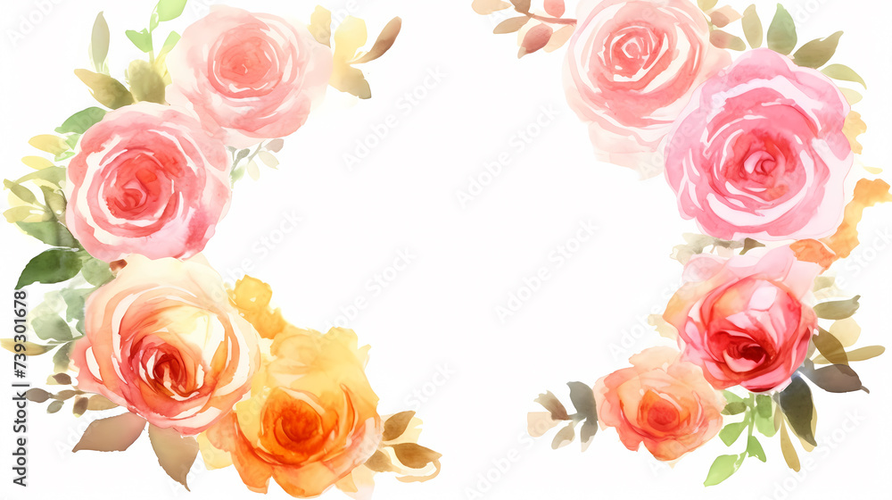 Empty flower frame with copy space for design of greeting card or invitation