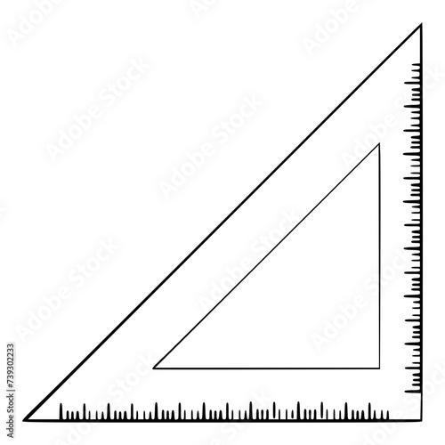 set square ruler illustration hand drawn isolated vector	