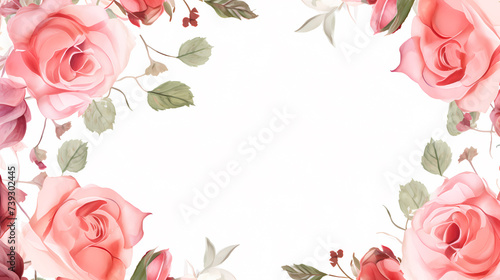 Empty flower frame with copy space for design of greeting card or invitation