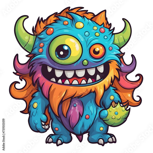 demon beast cartoon vector illustration. colorful concept