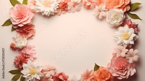 Empty flower frame with copy space for design of greeting card or invitation