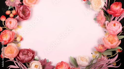 Wallpaper Mural Empty flower frame with copy space for design of greeting card or invitation Torontodigital.ca