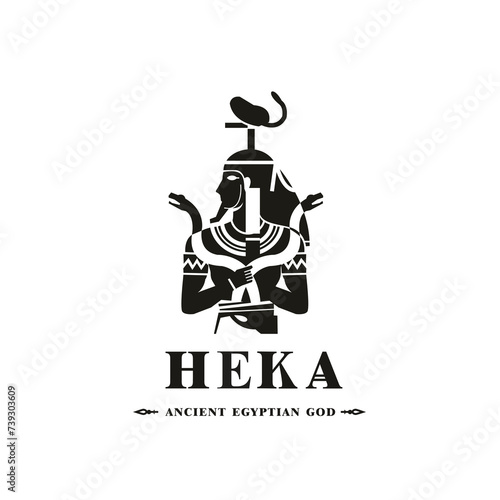 Ancient egyptian god heka silhouette, middle east god Logo