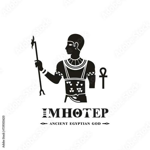 Ancient egyptian god imhotep silhouette, middle east god Logo