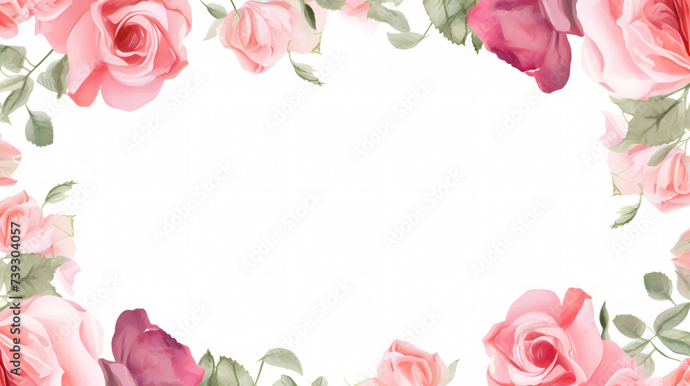 Empty flower frame with copy space for design of greeting card or invitation