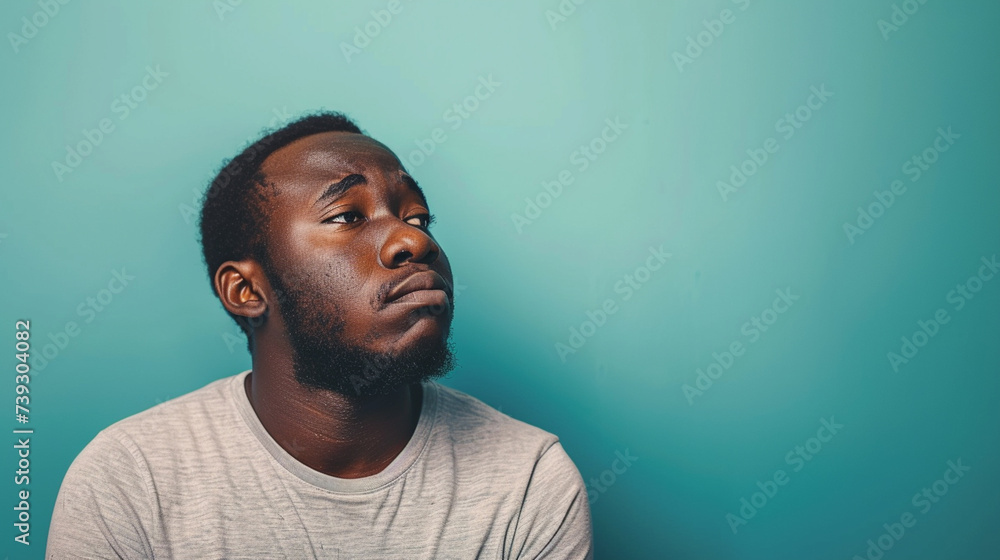 East African Man Exuding Regret and Remorse, Isolated on Solid Background - Copy Space Available East African Man Exuding Regret and Remorse, Isolated on Solid Background - Copy Space Available