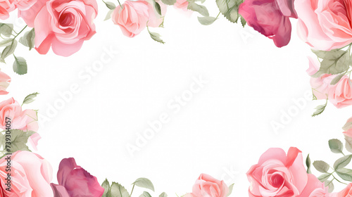 Empty flower frame with copy space for design of greeting card or invitation