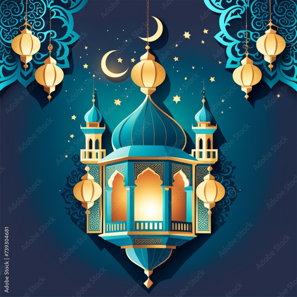background decoration and greetings for Ramadan