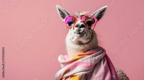 ama in Scarf Against Pastel Background with Copy Space