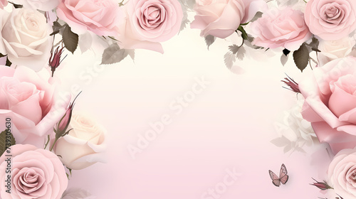 Flower frame with decorative flowers, decorative flower background pattern, floral border background