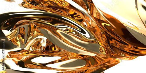 Fototapeta Naklejka Na Ścianę i Meble -  Golden Weave: Abstract 3D Gold Cloth Illustration with Intricate Patterns