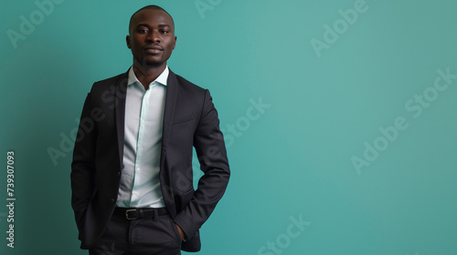 West African Businessman, Isolated on Solid Background - Copy Space Provided