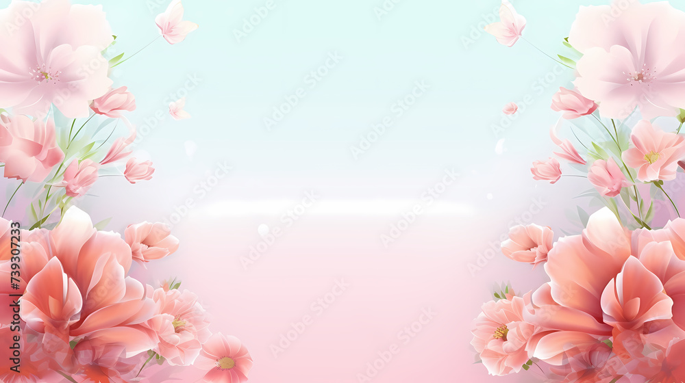 Fototapeta premium Flower frame with decorative flowers, decorative flower background pattern, floral border background