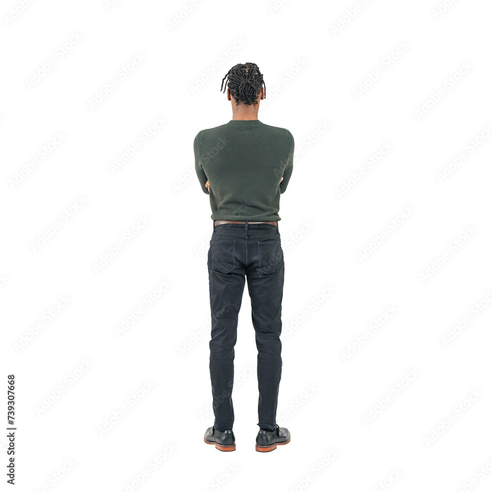 Naklejka premium Full body photo of a black man rear view. Full body photo PNG with transparent background precisely cut out with clipping path.