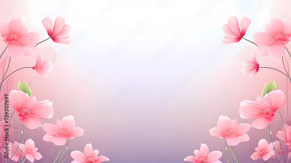 Flower frame with decorative flowers, decorative flower background pattern, floral border background