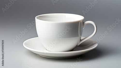 A classic porcelain teacup  its timeless elegance and simple design presented against a pristine whi