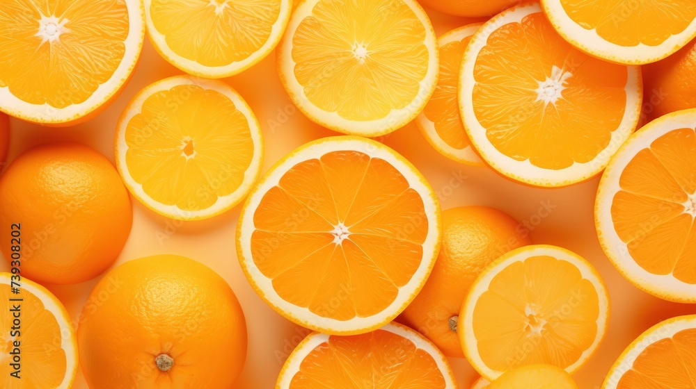 Fresh orange fruits with leaves as a background, top view. Healthy food Fresh orange fruits with leaves as a background, top view. Healthy food
