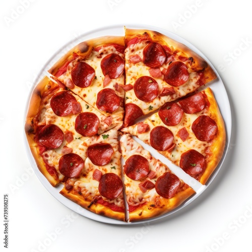 Pizza pepperoni on a white background