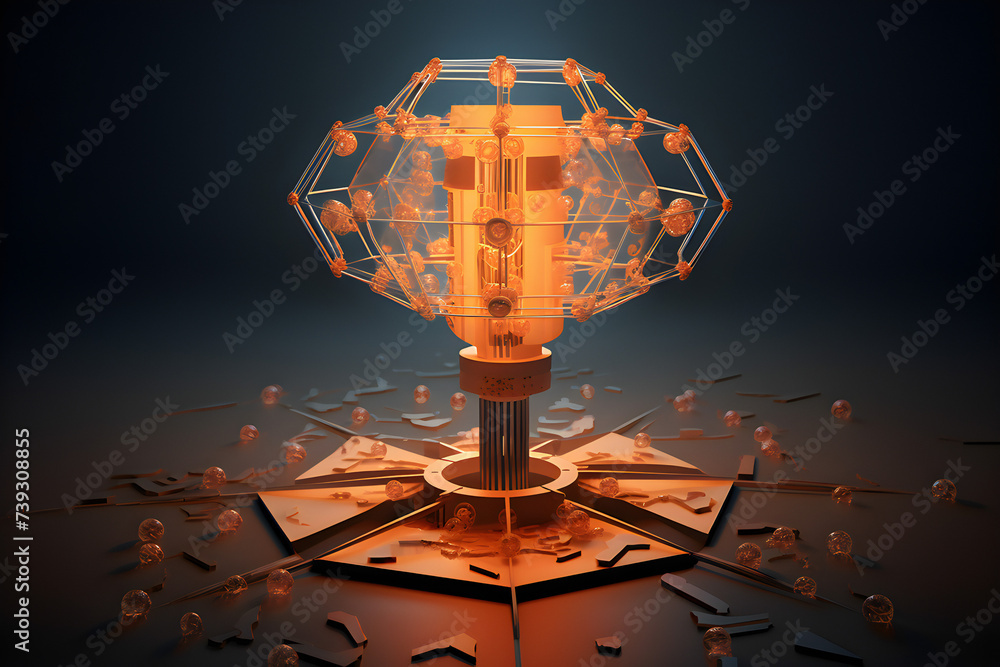 Discovery and new thought concept with bright neon light with money, generated by AI. 3D illustration Discovery and new thought concept with bright neon light with money, generated by AI. 3D illustration