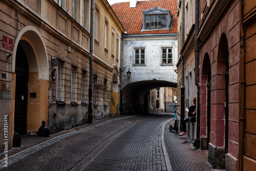 Old, cobbled street in the historic district of Warsaw